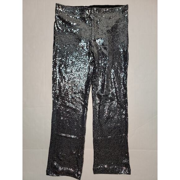 Free People Black Combo Shine On Women Pants size 4 Straight Crop Going Out NEW - Picture 2 of 8